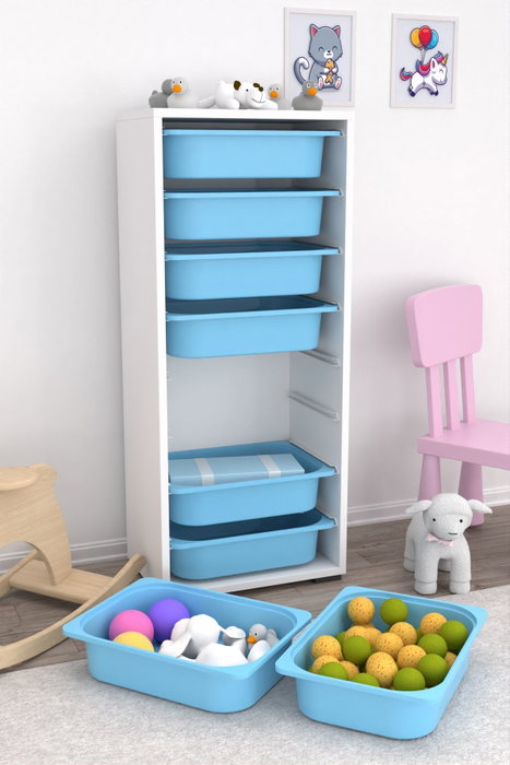 Hanah Home Armario Multiusos Blanco y Azul Hanah Home Armario Multiusos Blanco y Azul